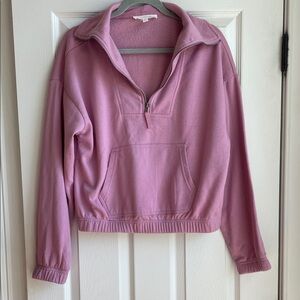 Pink Rose Mauve Half-Zip Pullover Sweatshirt